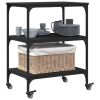 Kitchen Trolley Black 23.6"x16.1"x29.9" Engineered Wood