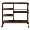 Kitchen Trolley Smoked Oak 39.4"x17.7"x35.2" Engineered Wood