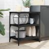 Kitchen Trolley Black 23.6"x16.1"x29.9" Engineered Wood