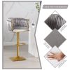 Bar Stools Set of 2,Gold Velvet Bar Stools,Counter Height Bar Stools with Low Back,Swivel Bar Stools for Kitchen Island, Bar Pub Dark Grey
