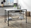 Mera Kitchen Island; White Cultured Stone & Gray Finish