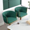 Bar Stools Set of 2,Gold Velvet Bar Stools,Counter Height Bar Stools with Low Back,Swivel Bar Stools for Kitchen Island, Bar Pub Green