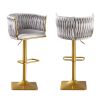 Bar Stools Set of 2,Gold Velvet Bar Stools,Counter Height Bar Stools with Low Back,Swivel Bar Stools for Kitchen Island, Bar Pub Dark Grey