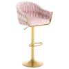 Bar Stools Set of 2,Counter Height Bar Stools,Velvet Swivel Bar Stool for Kitchen Island,Bar Pub PINK