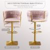 Bar Stools Set of 2,Gold Velvet Bar Stools,Counter Height Bar Stools with Low Back,Swivel Bar Stools for Kitchen Island, Bar Pub Navy Pink