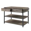 ACME Macaria Kitchen Island, Rustic Oak & Black Finish AC00403