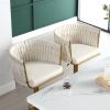 Bar Stools Set of 2,Gold Velvet Bar Stools,Counter Height Bar Stools with Low Back,Swivel Bar Stools for Kitchen Island, Bar Pub Beige