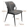 Modern Dining Chairs with Black Metal Legs, PU Leather Kitchen Chair, Set of 2 Upholstered Chair(Grey)