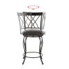 Industrial Counter Height Bar Stools Set of 2, Swivel Barstools with Metal Back for Kitchen Island, 24 Inch Height Round Seat