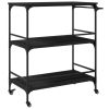 Kitchen Trolley Black 39.6"x19.7"x41.3" Engineered Wood