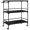 Kitchen Trolley Black 39.6"x19.7"x41.3" Engineered Wood