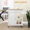 Kitchen Island Cart, Rolling Kitchen Island with Storage, Solid Wood Top, Drawer, for Dining Room, White