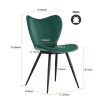 Dining chairs set of 2, Dark Green velvet Chair modern kitchen chair with metal leg