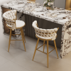 Gold Bar chairs Set of 2, Counter Height Bar Stools with Low Back, for Kitchen Island, Bar Pub (Beige gold foot )