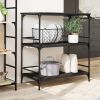 Kitchen Trolley Black 39.6"x19.7"x41.3" Engineered Wood