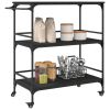 Kitchen Trolley Black 39.6"x19.7"x41.3" Engineered Wood
