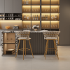 Gold Bar chairs Set of 2, Counter Height Bar Stools with Low Back, for Kitchen Island, Bar Pub (Beige gold foot )