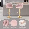 Bar Stools Set of 2,Counter Height Bar Stools,Velvet Swivel Bar Stool for Kitchen Island,Bar Pub PINK