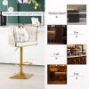 Bar Stools Set of 2,Gold Velvet Bar Stools,Counter Height Bar Stools with Low Back,Swivel Bar Stools for Kitchen Island, Bar Pub Beige