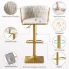 Bar Stools Set of 2,Gold Velvet Bar Stools,Counter Height Bar Stools with Low Back,Swivel Bar Stools for Kitchen Island, Bar Pub Beige
