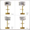 Bar Stools Set of 2,Gold Velvet Bar Stools,Counter Height Bar Stools with Low Back,Swivel Bar Stools for Kitchen Island, Bar Pub Light Grey