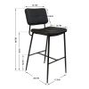 Bar Stools Set of 2, 25" Hight Back Stool Upholstered Counter Chair Heavy-Duty Steel Frame Pub Breakfast Bar Chairs for Kitchen, Black