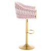 Bar Stools Set of 2,Counter Height Bar Stools,Velvet Swivel Bar Stool for Kitchen Island,Bar Pub PINK