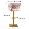 Bar Stools Set of 2,Gold Velvet Bar Stools,Counter Height Bar Stools with Low Back,Swivel Bar Stools for Kitchen Island, Bar Pub Navy Pink