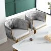 Bar Stools Set of 2,Gold Velvet Bar Stools,Counter Height Bar Stools with Low Back,Swivel Bar Stools for Kitchen Island, Bar Pub Dark Grey