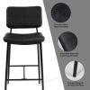 Bar Stools Set of 2, 25" Hight Back Stool Upholstered Counter Chair Heavy-Duty Steel Frame Pub Breakfast Bar Chairs for Kitchen, Black