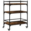 Kitchen Trolley Smoked Oak 25.6"x15.7"x34.1" Engineered Wood