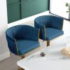 Bar Stools Set of 2,Gold Velvet Bar Stools,Counter Height Bar Stools with Low Back,Swivel Bar Stools for Kitchen Island, Bar Pub Navy Blue