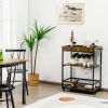 3-Tier Rolling Kitchen Bar Cart with Wine Rack