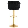 Bar Stools Set of 2,Counter Height Bar Stools,Velvet Swivel Bar Stool for Kitchen Island,Bar Pub Black