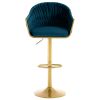 Bar Stools Set of 2,Counter Height Bar Stools,Velvet Swivel Bar Stool for Kitchen Island,Bar Pub Navy Blue