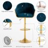 Bar Stools Set of 2,Counter Height Bar Stools,Velvet Swivel Bar Stool for Kitchen Island,Bar Pub Navy Blue