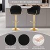 Bar Stools Set of 2,Counter Height Bar Stools,Velvet Swivel Bar Stool for Kitchen Island,Bar Pub Black