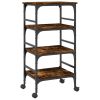 Kitchen Trolley Smoked Oak 17.7"x13.8"x35.2" Engineered Wood