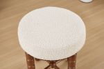 Dining Room Chair 1 Pc, Wood Dining Chair, Boucle Seat CushionMid Century Modern Dining Chairs for Kitchen and Living Room (Modern, White)