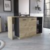 Kitchen Island Ohio, Kitchen, Black / Light Oak