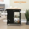 Kitchen Island Cart, Rolling Kitchen Island with Storage, Solid Wood Top, Drawer, for Dining Room, Black