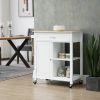 Kitchen Island Cart, Rolling Kitchen Island with Storage, Solid Wood Top, Drawer, for Dining Room, White