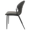 Modern Dining Chairs with Black Metal Legs, PU Leather Kitchen Chair, Set of 2 Upholstered Chair(Grey)