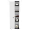 DEPOT E-SHOP Cary 67" H Kitchen Storage Cabinet With One Door, Five Interior Shelves and Five Exterior Shelves,White/Black