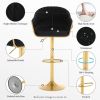 Bar Stools Set of 2,Counter Height Bar Stools,Velvet Swivel Bar Stool for Kitchen Island,Bar Pub Black