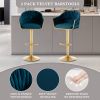 Bar Stools Set of 2,Counter Height Bar Stools,Velvet Swivel Bar Stool for Kitchen Island,Bar Pub Navy Blue