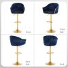 Bar Stools Set of 2,Counter Height Bar Stools,Velvet Swivel Bar Stool for Kitchen Island,Bar Pub BLUE