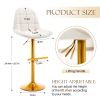 Velvet Swive Bar Stools Set of 2 Adjustable Counter Height Bar Chairs with Back Gold Base Modern Stool Chair for Kitchen Island Dining Room, White
