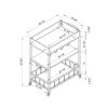 Rolling Kitchen Cart with Three Tier Storage and Four Wine Bottle Rack - White and Silver Metal