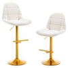 Velvet Swive Bar Stools Set of 2 Adjustable Counter Height Bar Chairs with Back Gold Base Modern Stool Chair for Kitchen Island Dining Room, White